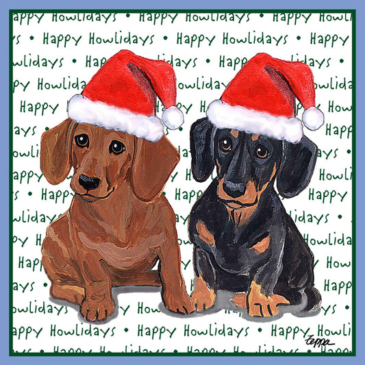 Dachshund (Pair) Happy Howlidays Text - Women's Tri-Blend T-Shirt