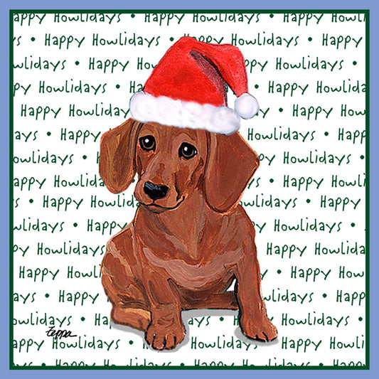 Dachshund (Red) Happy Howlidays Text - Women's Tri-Blend T-Shirt