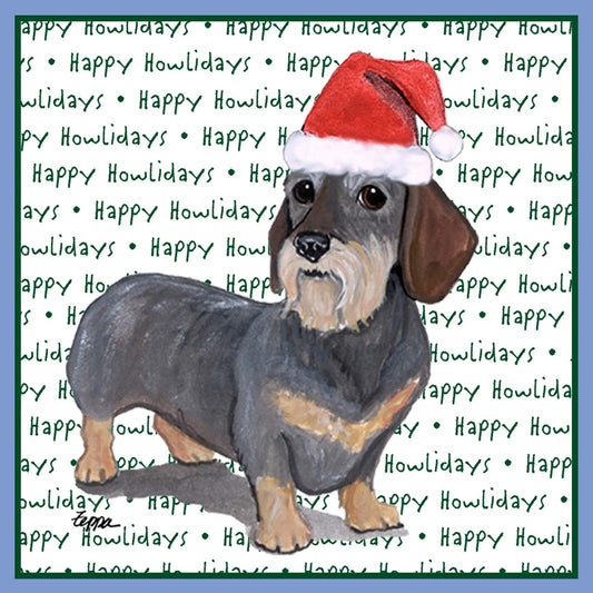 Dachshund (Wire Haired) Happy Howlidays Text - Women's Tri-Blend T-Shirt