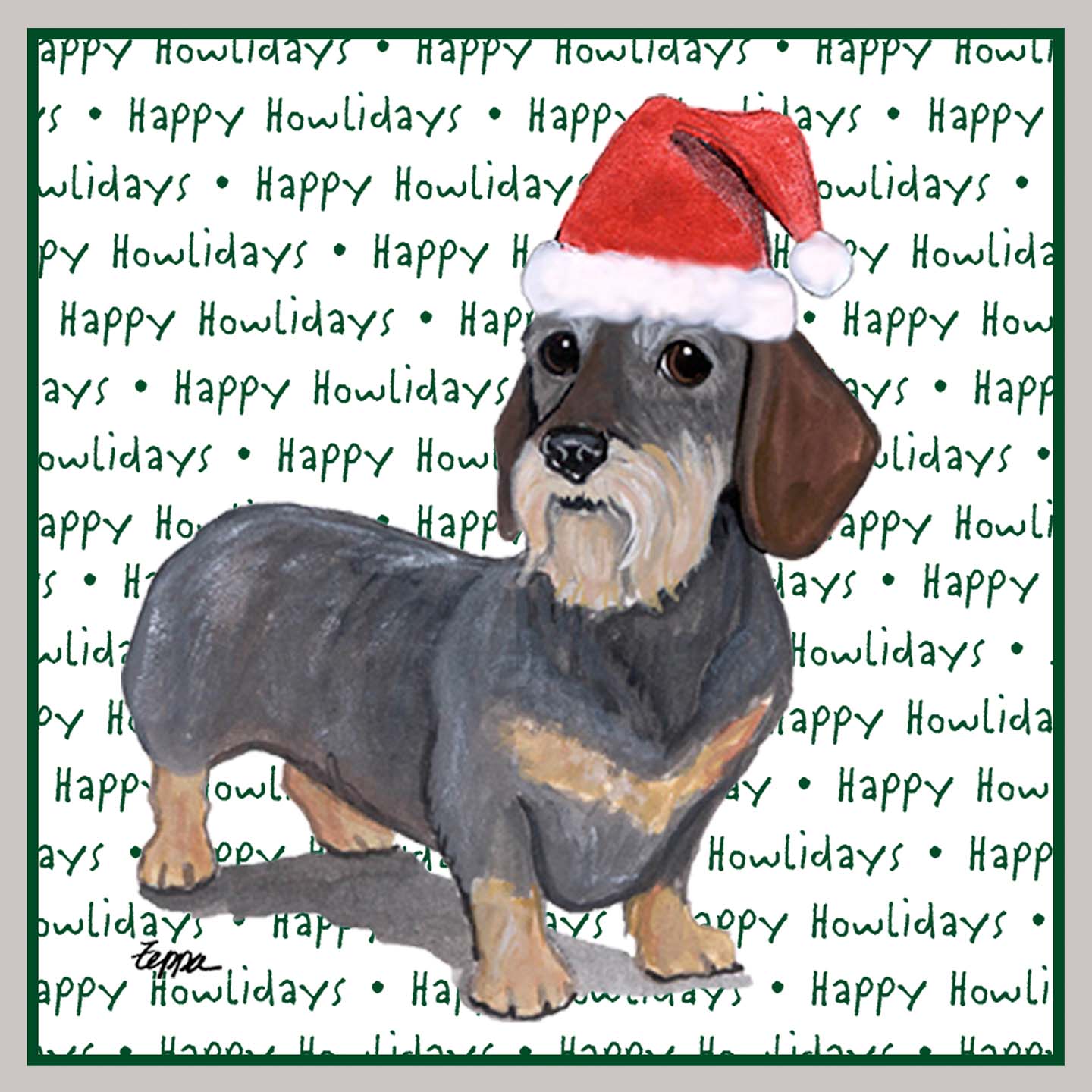 Dachshund (Wire Haired) Happy Howlidays Text - Kids' Unisex Hoodie Sweatshirt