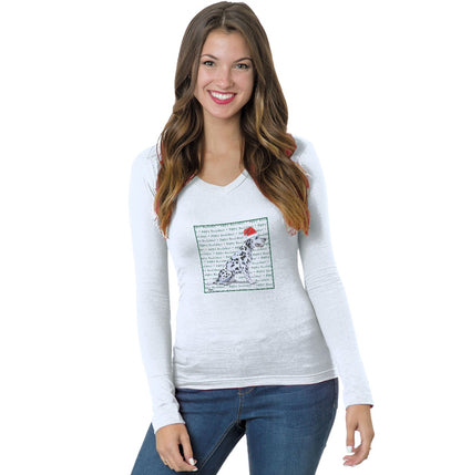 Dalmatian Happy Howlidays Text - Women's V-Neck Long Sleeve T-Shirt