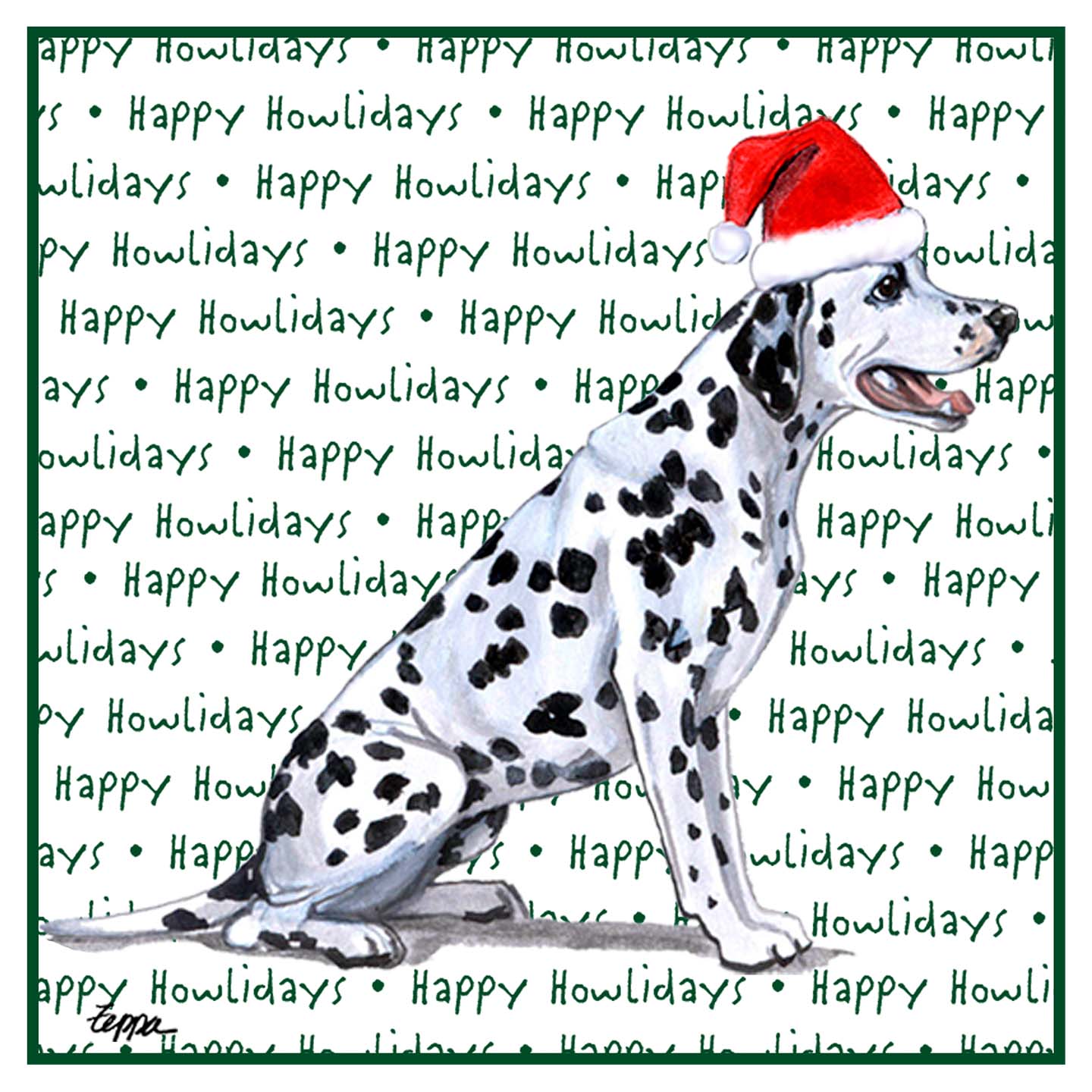 Dalmatian Happy Howlidays Text - Women's V-Neck T-Shirt