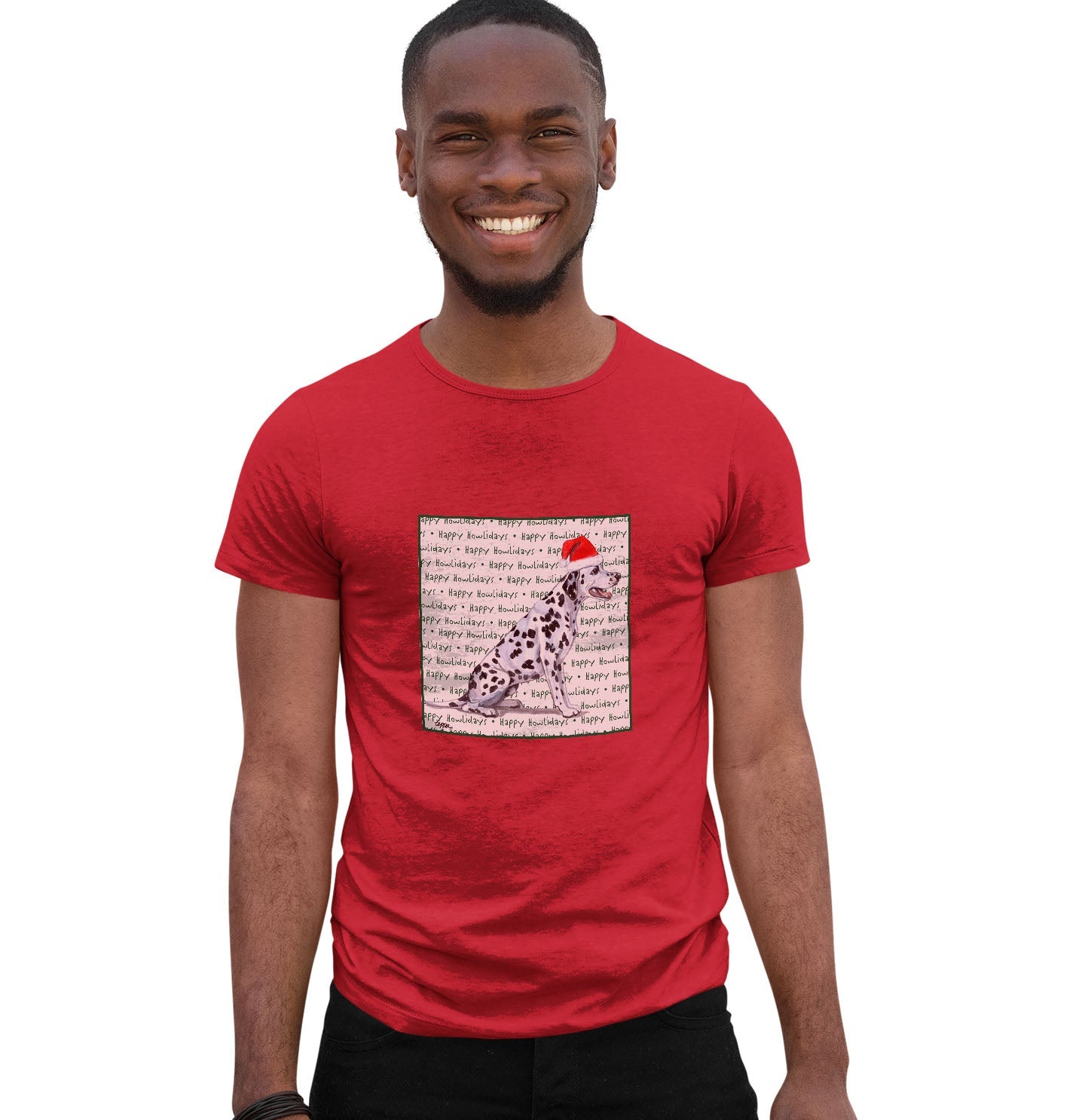 Dalmatian Happy Howlidays Text - Adult Unisex T-Shirt