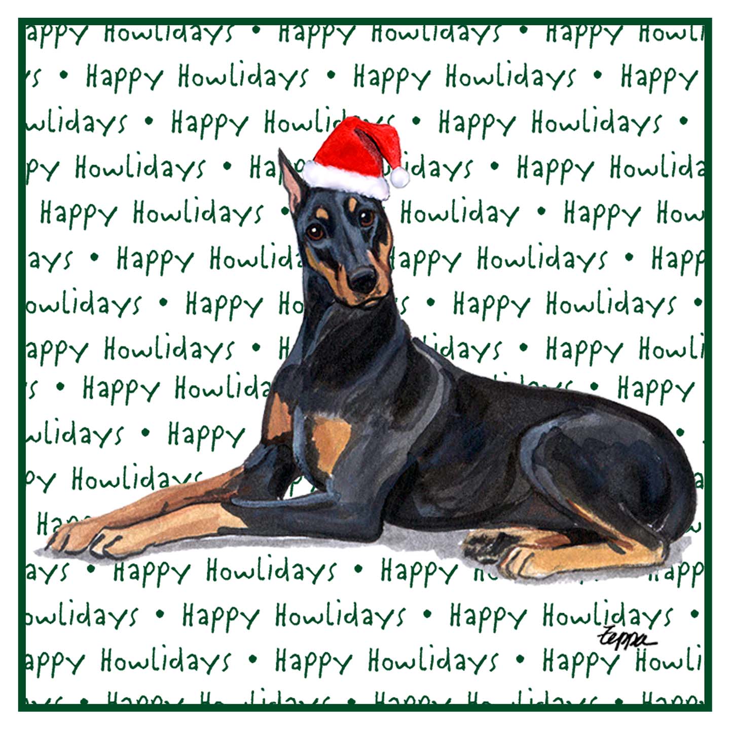 Doberman Pinscher Happy Howlidays Text - Women's V-Neck T-Shirt