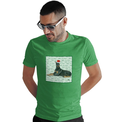 Doberman Pinscher Happy Howlidays Text - Adult Unisex T-Shirt