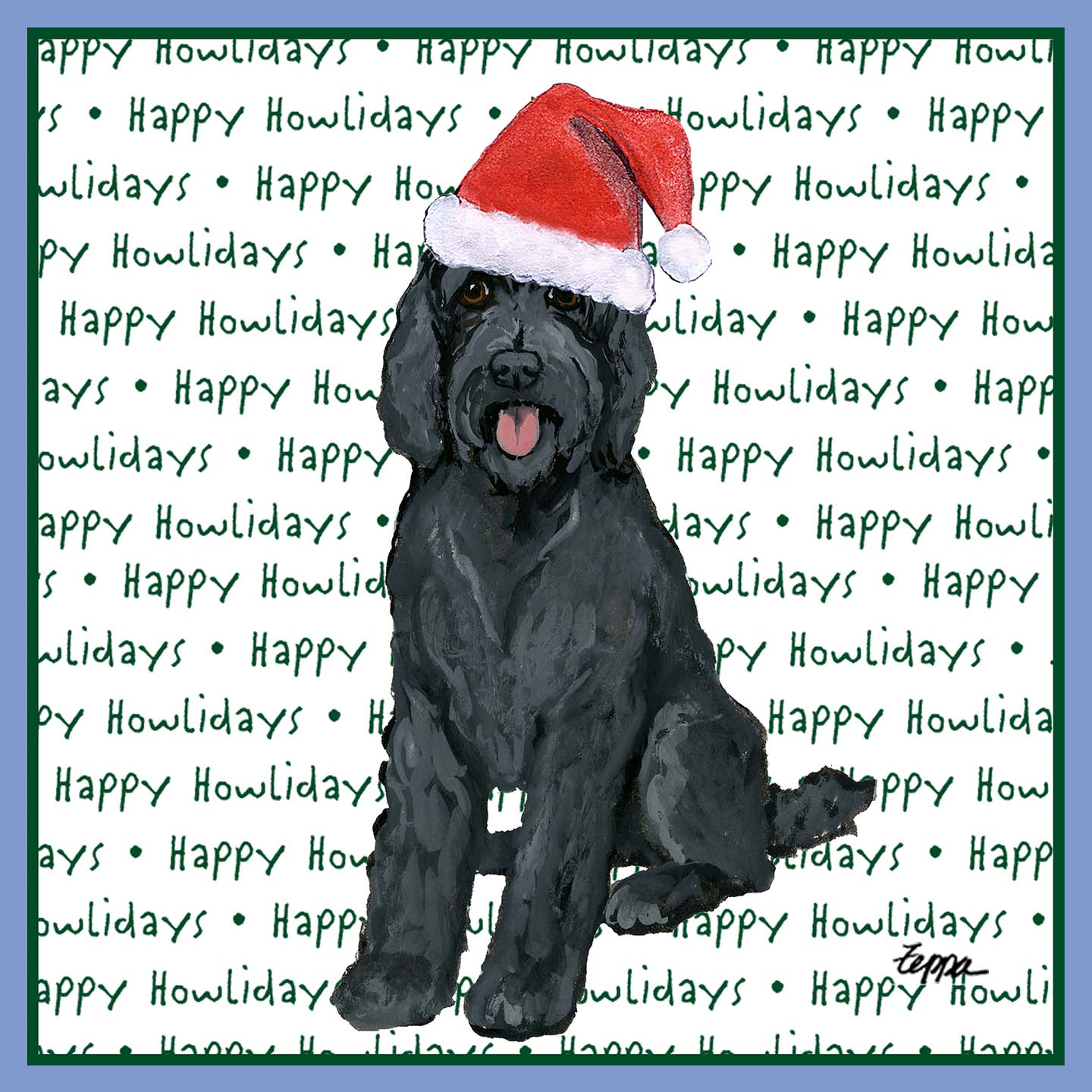 Black Labradoodle Happy Howlidays Text - Women's Tri-Blend T-Shirt