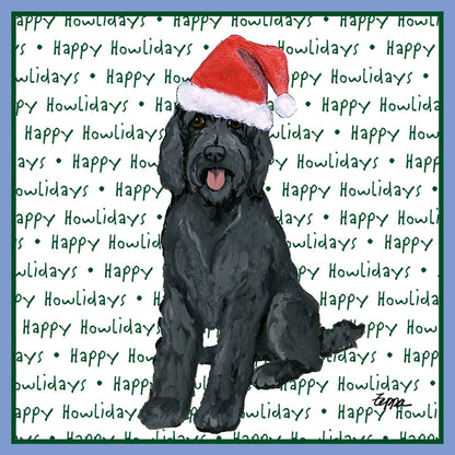 Black Labradoodle Happy Howlidays Text - Women's Tri-Blend T-Shirt