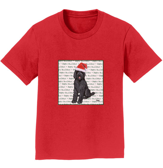 Black Labradoodle Happy Howlidays Text - Kids' Unisex T-Shirt