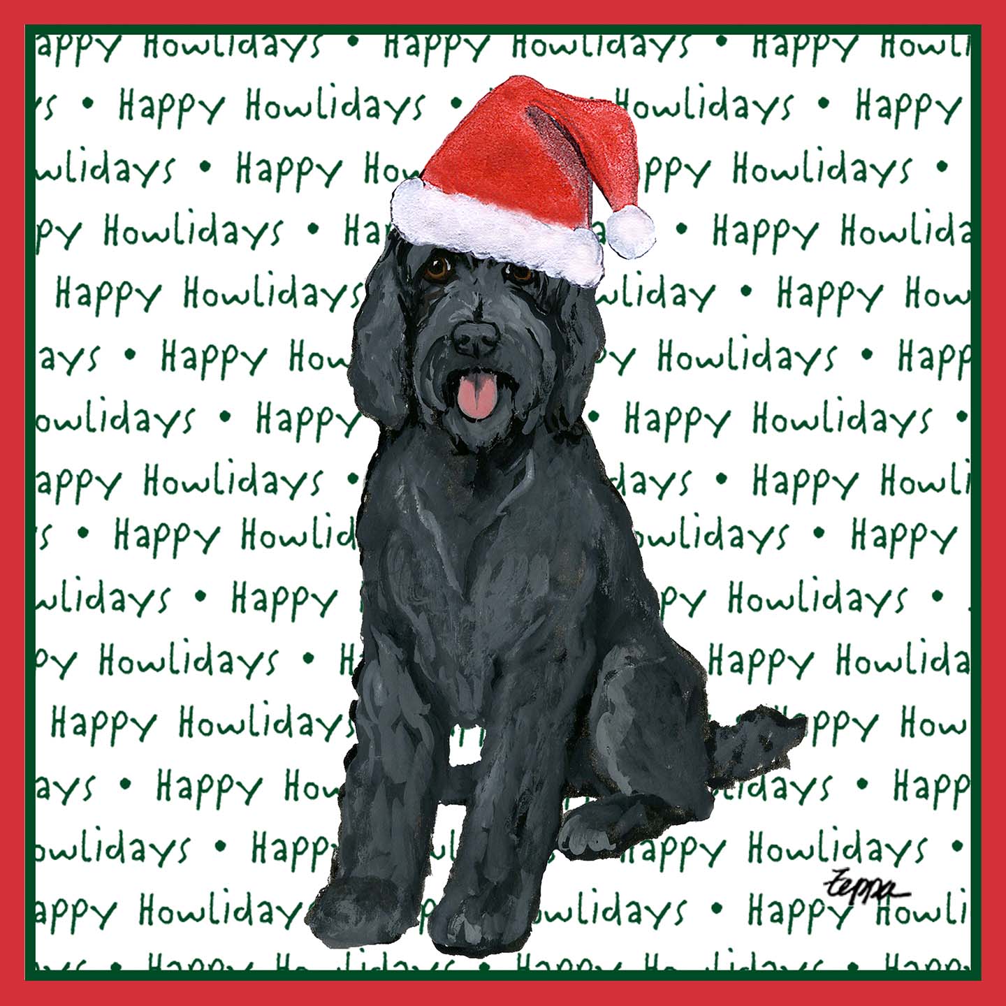 Black Labradoodle Happy Howlidays Text - Kids' Unisex T-Shirt