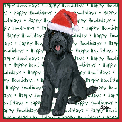 Black Labradoodle Happy Howlidays Text - Kids' Unisex T-Shirt