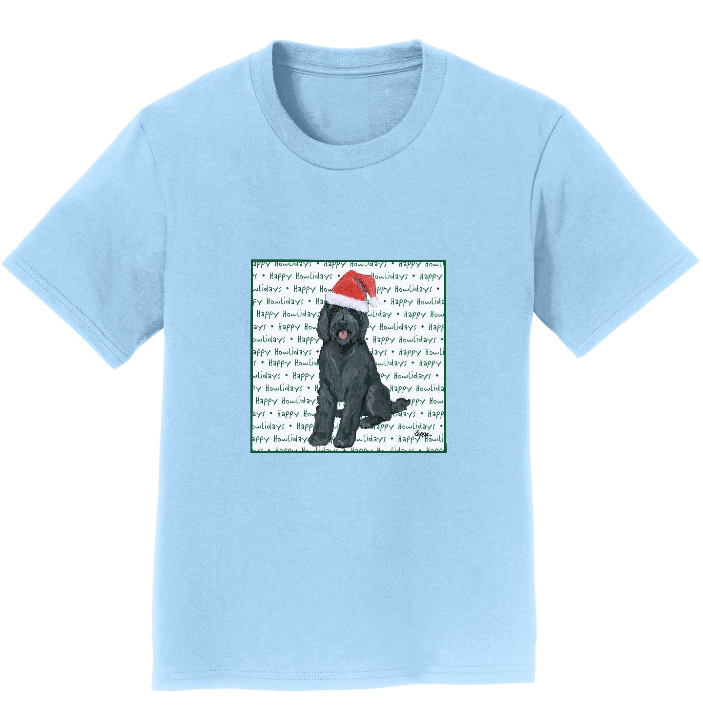 Black Labradoodle Happy Howlidays Text - Kids' Unisex T-Shirt