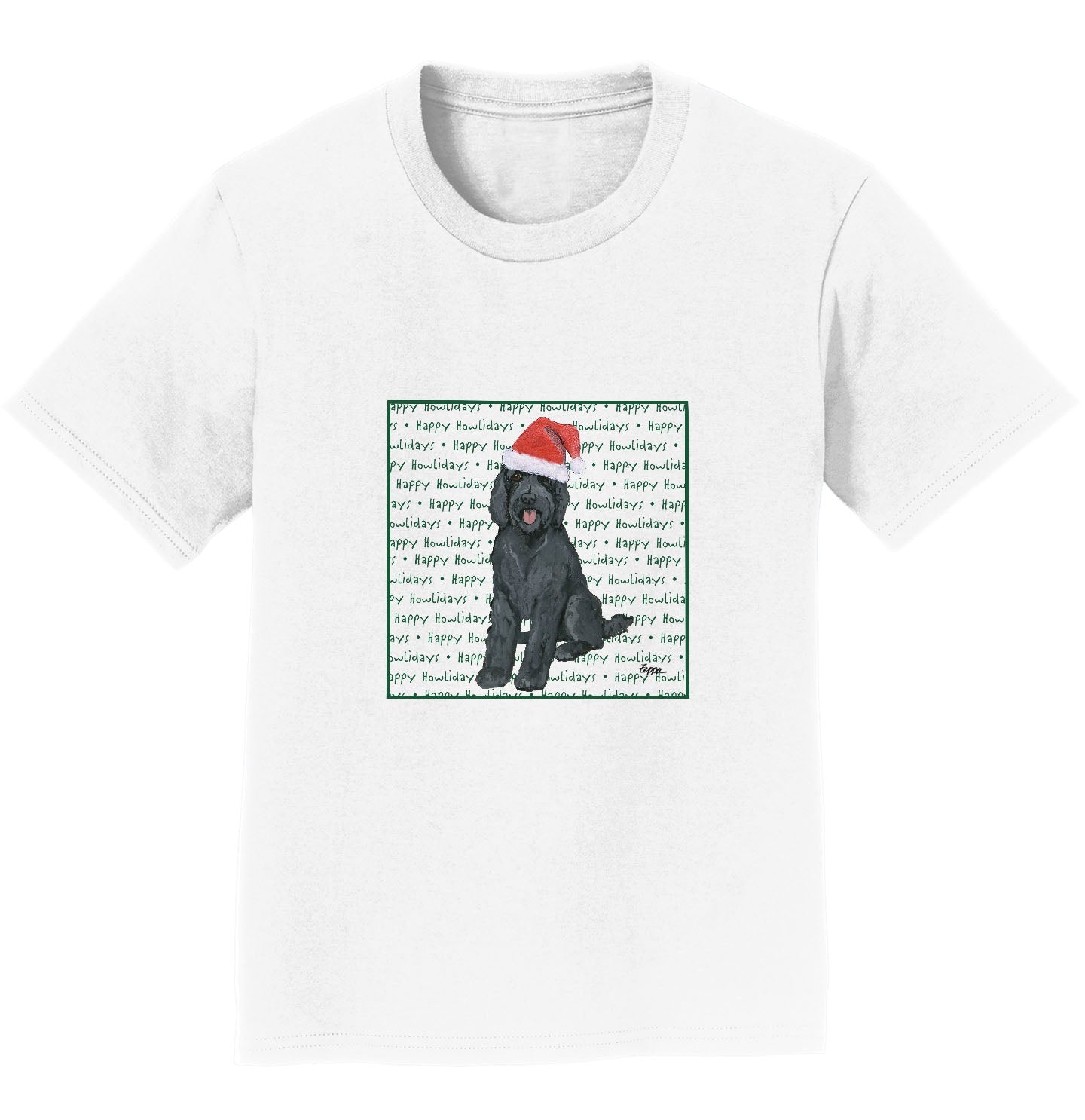 Black Labradoodle Happy Howlidays Text - Kids' Unisex T-Shirt