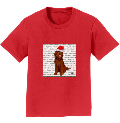 Chocolate Labradoodle Happy Howlidays Text - Kids' Unisex T-Shirt