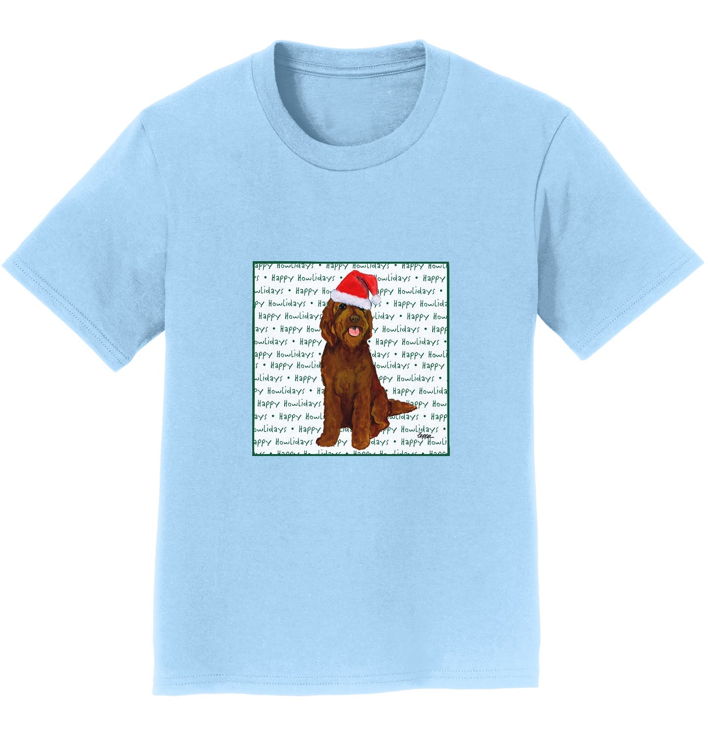 Chocolate Labradoodle Happy Howlidays Text - Kids' Unisex T-Shirt