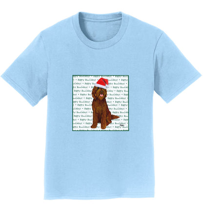 Chocolate Labradoodle Happy Howlidays Text - Kids' Unisex T-Shirt