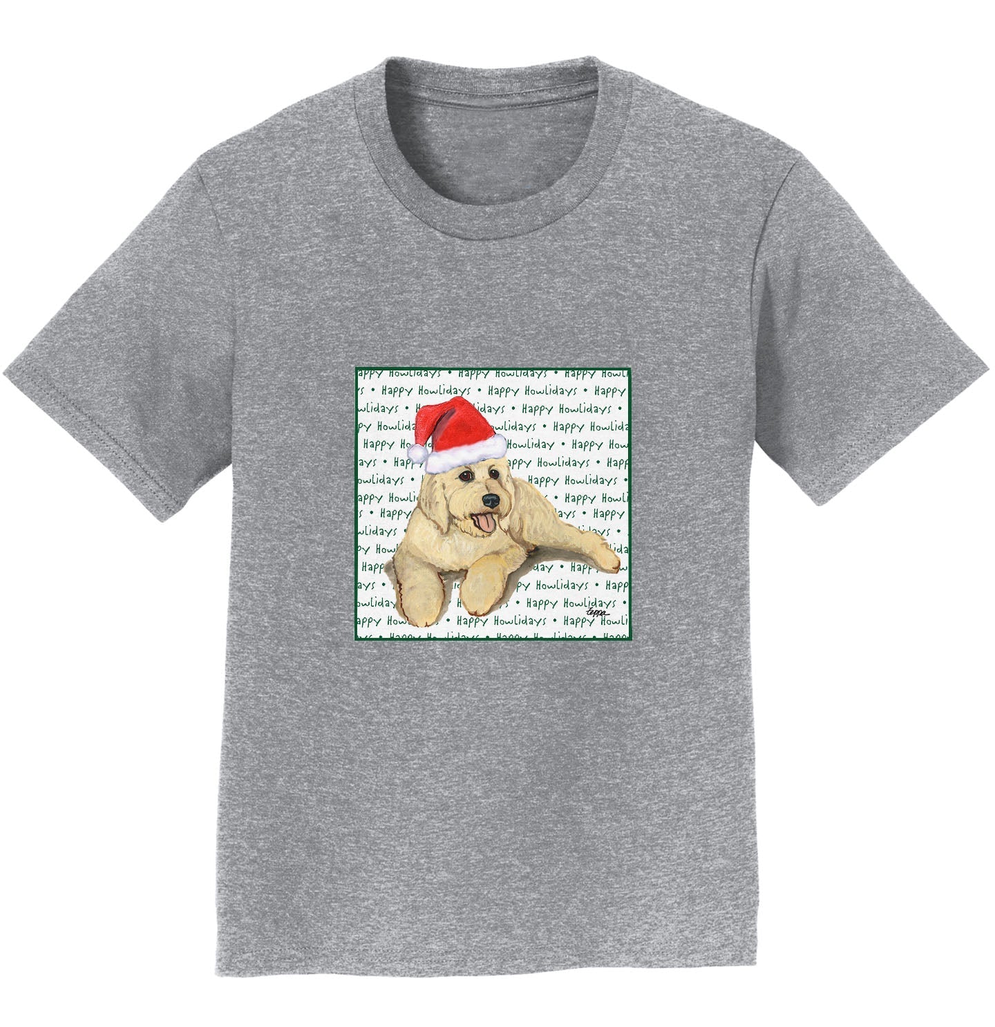Goldendoodle Happy Howlidays Text - Kids' Unisex T-Shirt