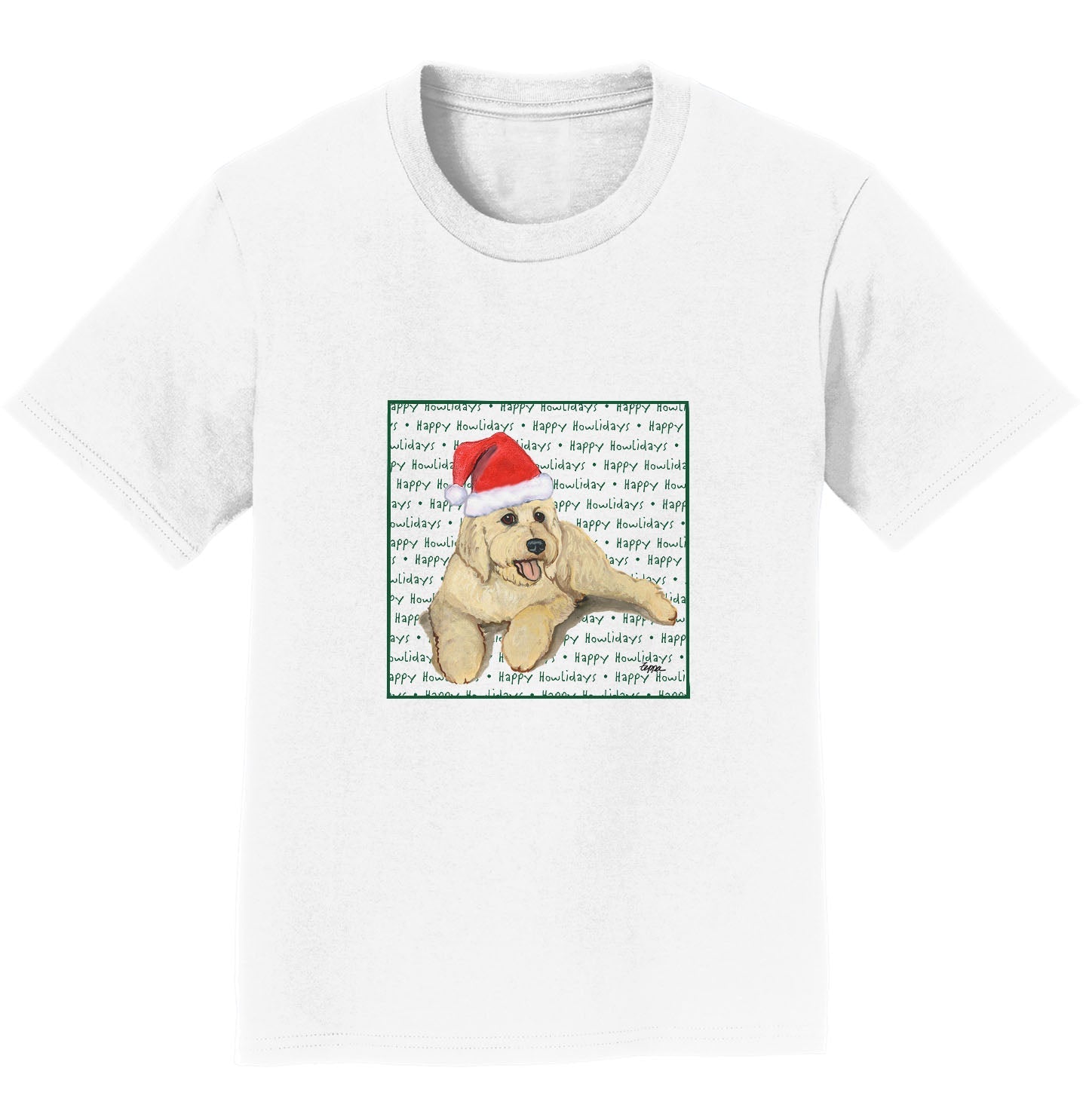 Goldendoodle Happy Howlidays Text - Kids' Unisex T-Shirt