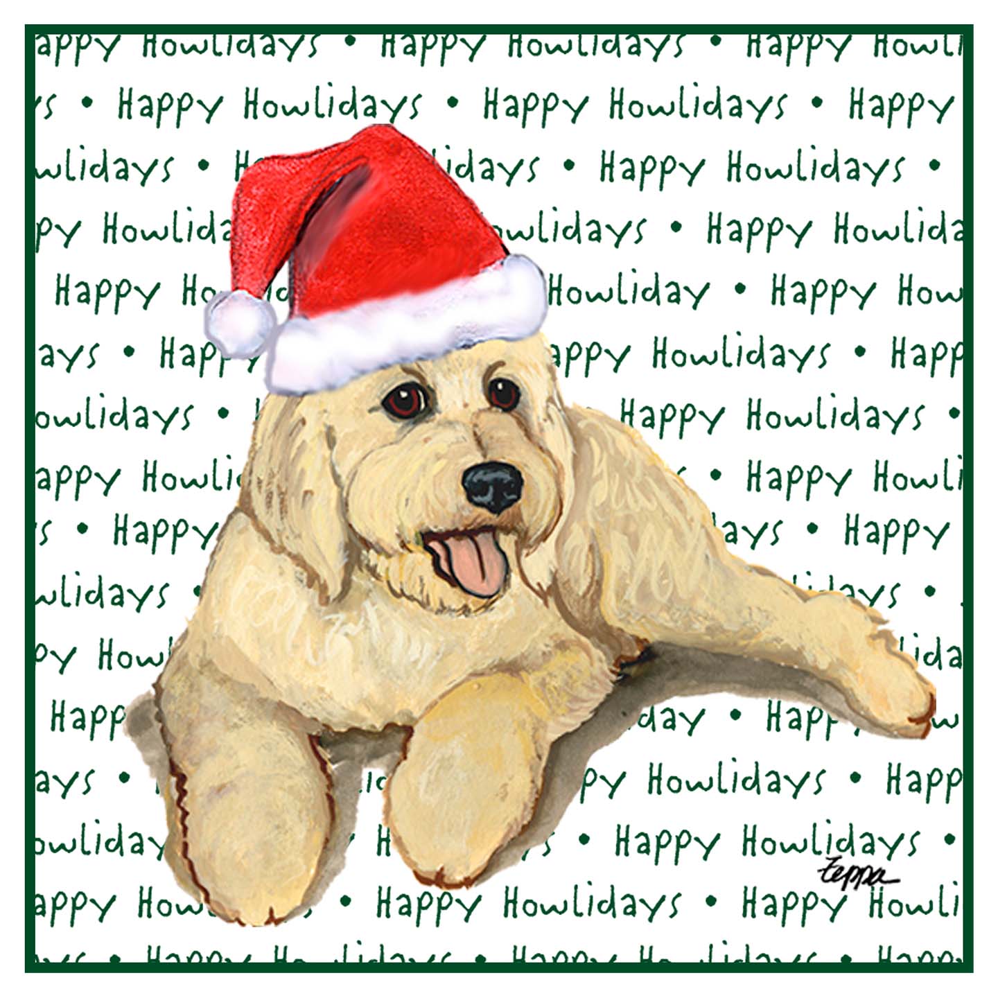 Goldendoodle Happy Howlidays Text - Adult Unisex Hoodie Sweatshirt