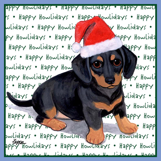 Dachshund Puppy Happy Howlidays Text - Women's Tri-Blend T-Shirt