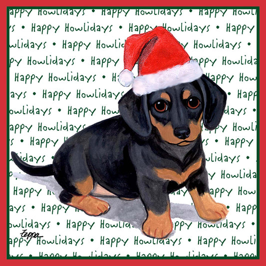 Dachshund Puppy Happy Howlidays Text - Adult Unisex T-Shirt