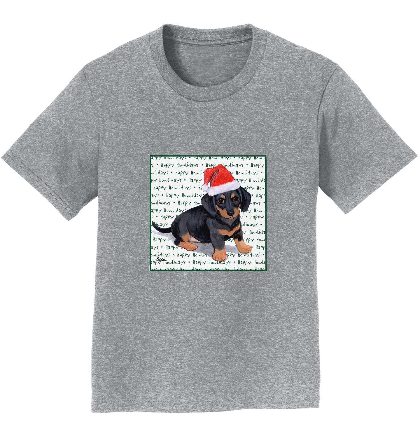 Dachshund Puppy Happy Howlidays Text - Kids' Unisex T-Shirt