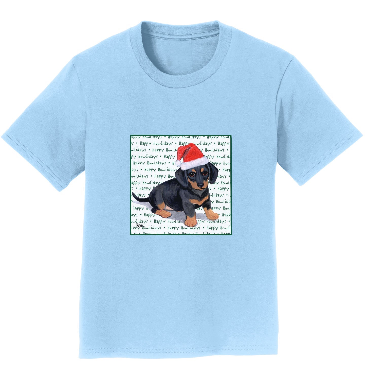 Dachshund Puppy Happy Howlidays Text - Kids' Unisex T-Shirt