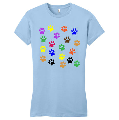 Colorful Paw Prints - Women's Fitted T-Shirt