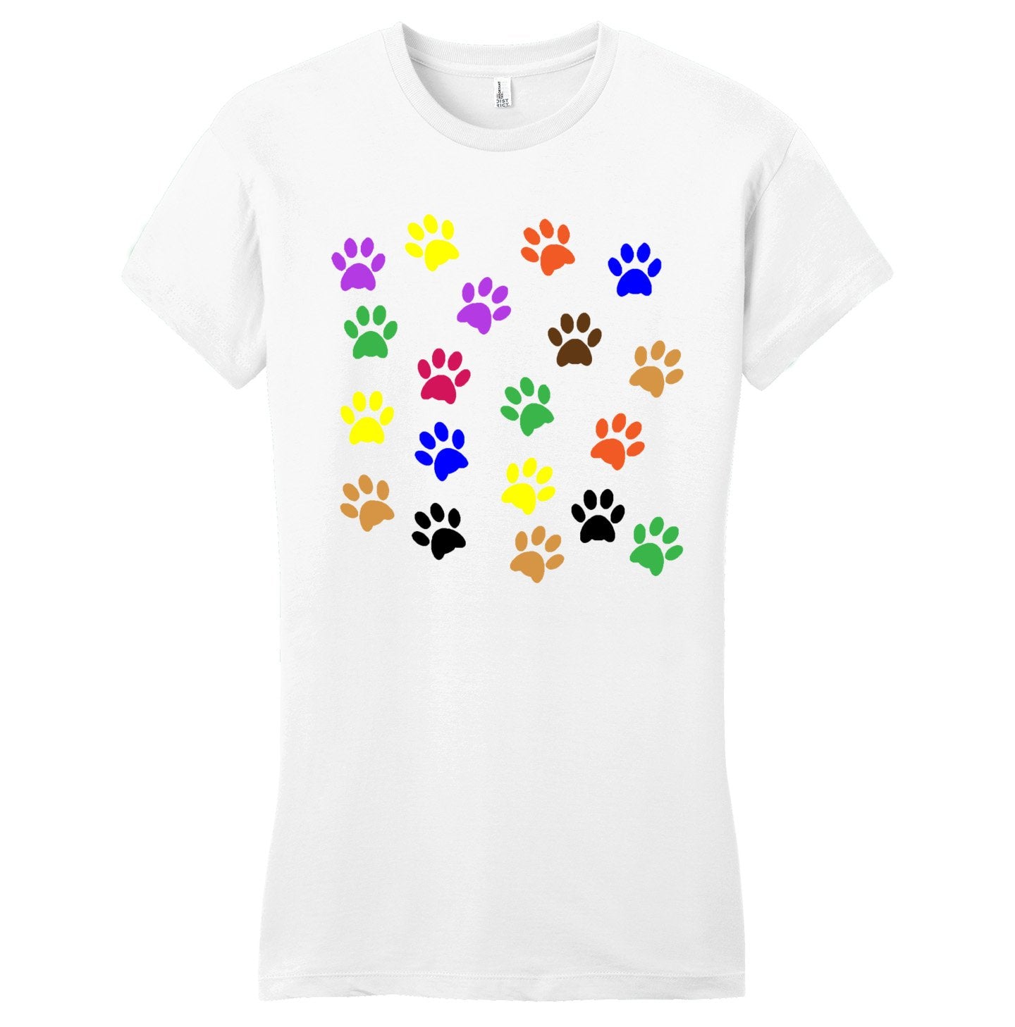 Colorful Paw Prints - Women's Fitted T-Shirt - Animal Tee