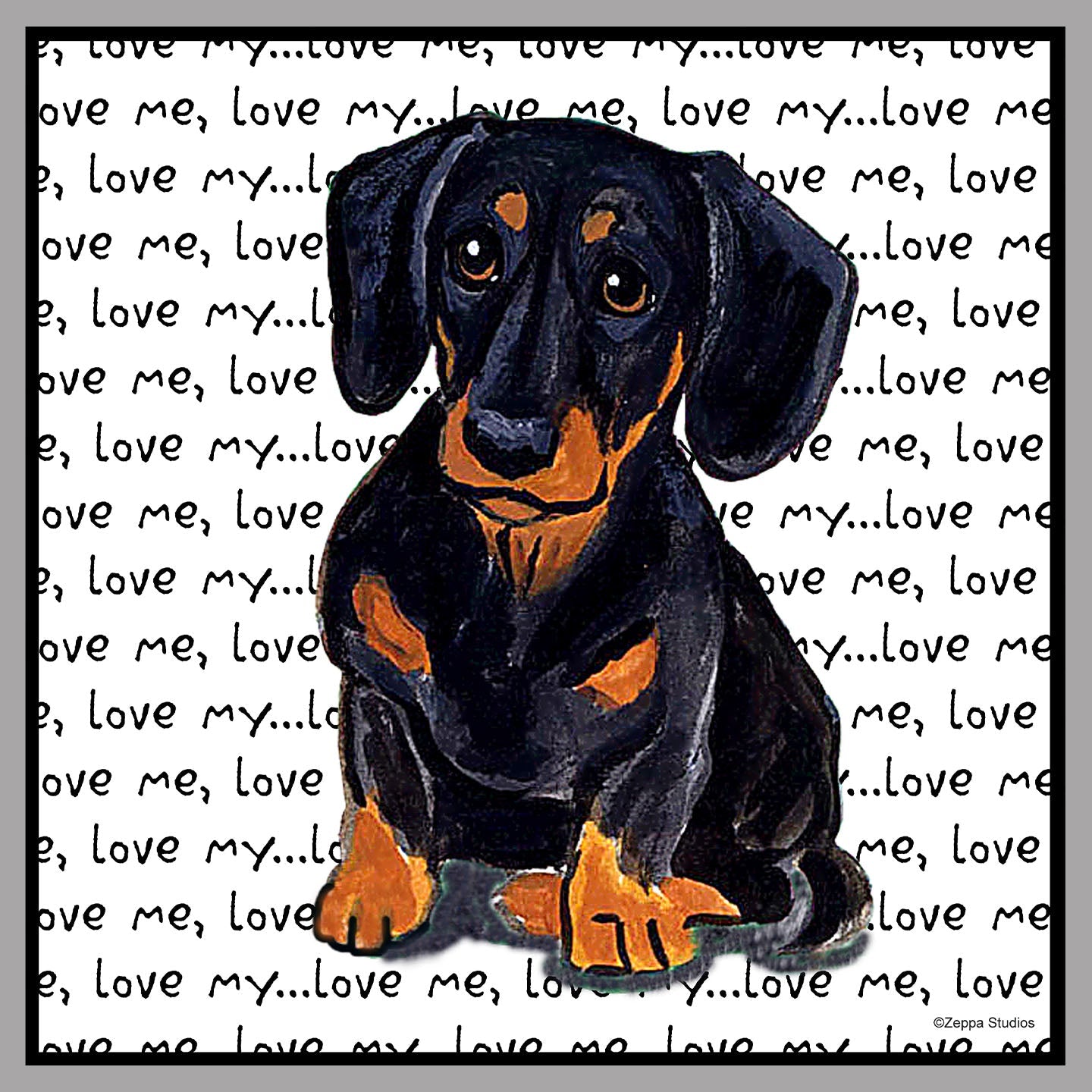 Black Dachshund Love Text - Women's V-Neck Long Sleeve T-Shirt