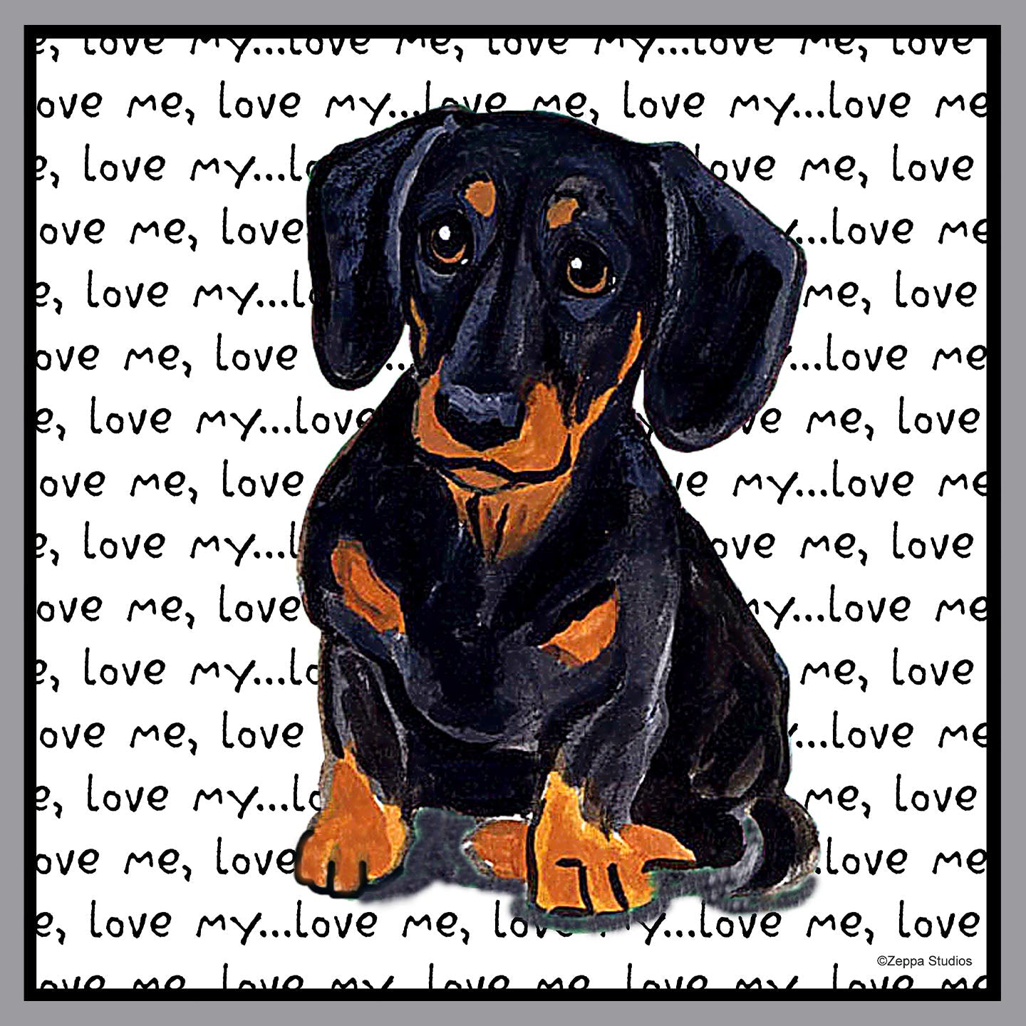 Black Dachshund Love Text - Adult Unisex Crewneck Sweatshirt