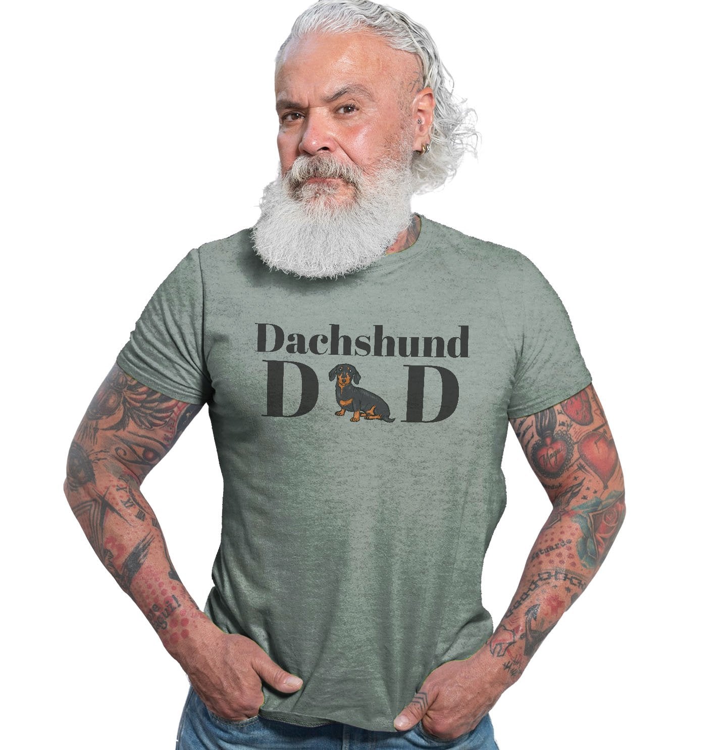 Dachshund Dad Illustration - Adult Tri-Blend T-Shirt