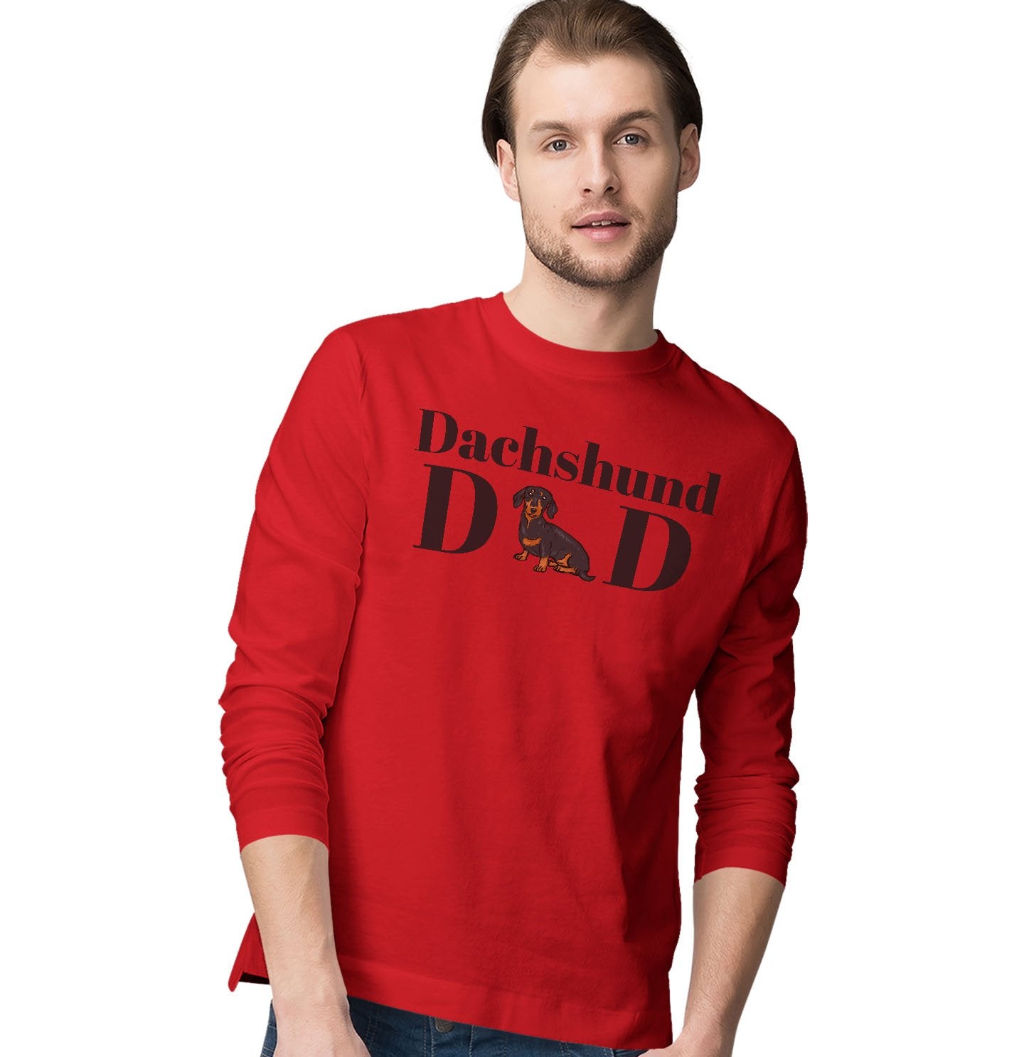 Dachshund Dad Illustration - Adult Unisex Long Sleeve T-Shirt