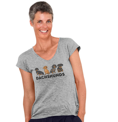 Dachshunds - Women's V-Neck T-Shirt