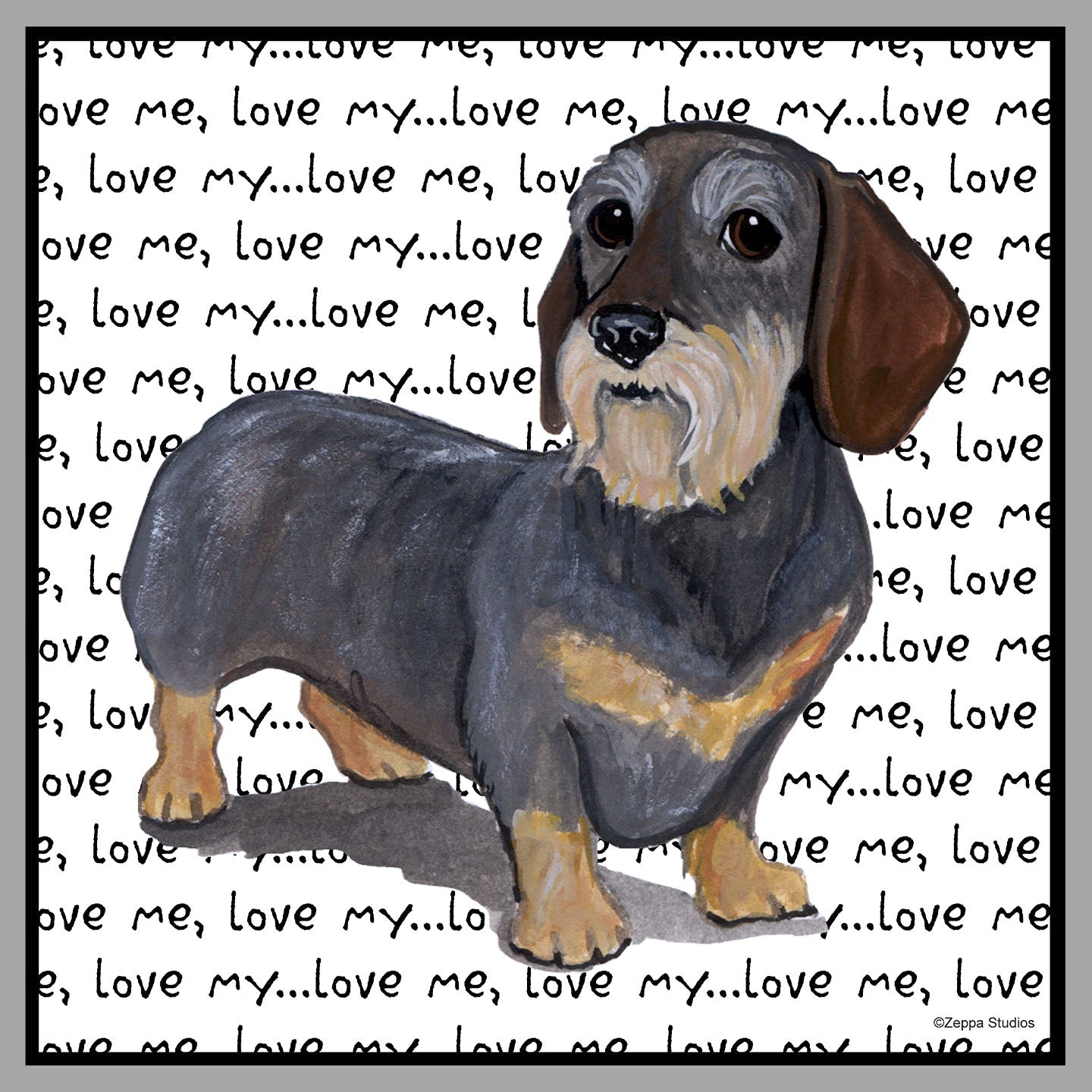 Wire Haired Dachshund Love Text - Women's V-Neck Long Sleeve T-Shirt