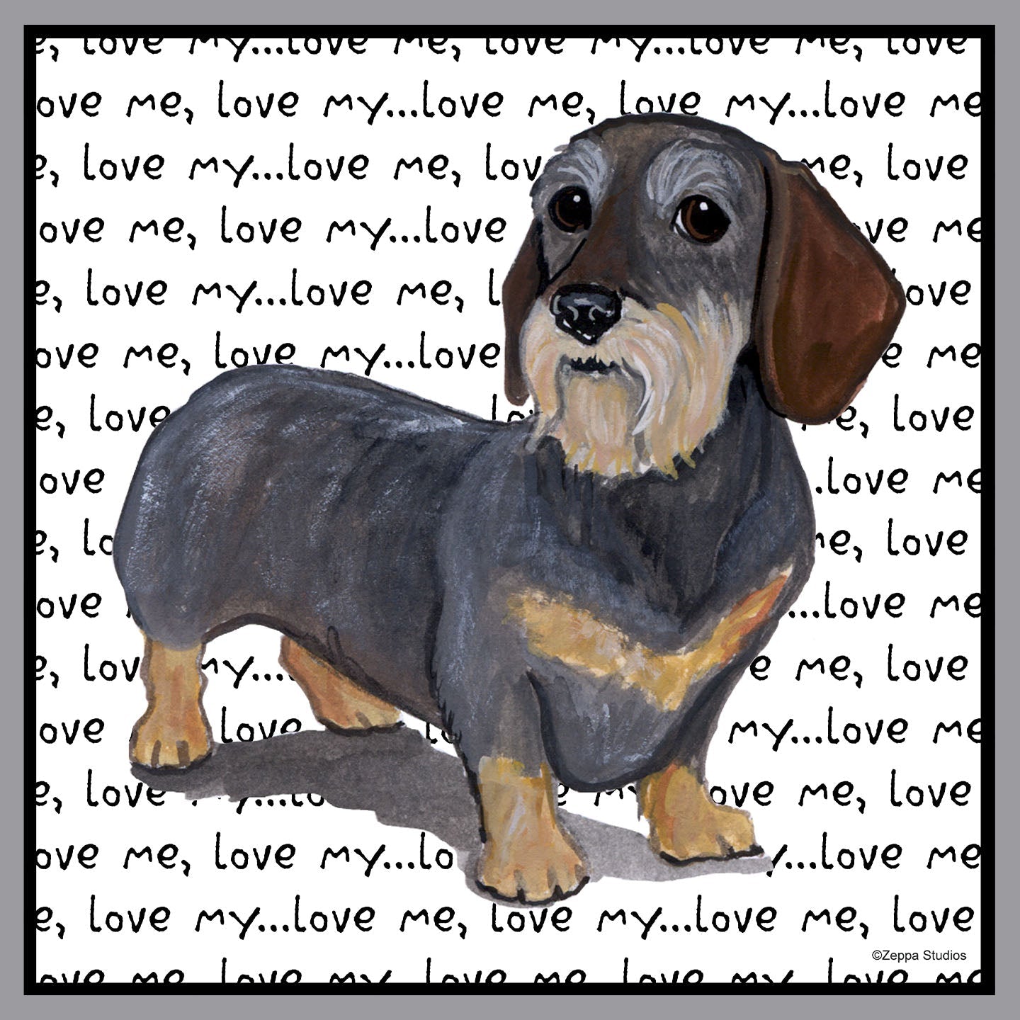 Wire Haired Dachshund Love Text - Adult Unisex Crewneck Sweatshirt