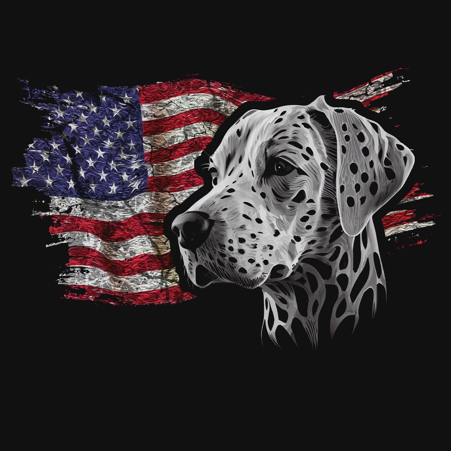 Patriotic Dalmatian American Flag - Women's V-Neck T-Shirt