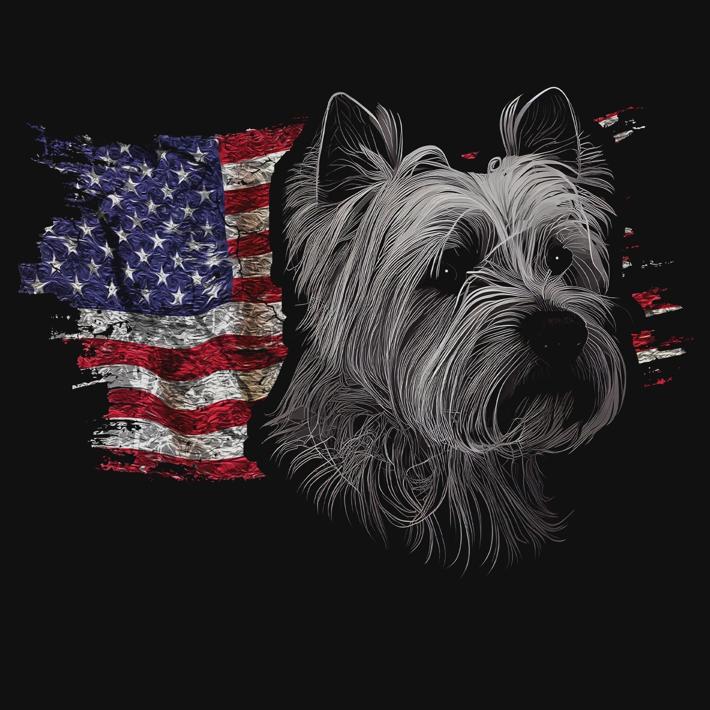 Patriotic Dandie Dinmont Terrier American Flag - Women's V-Neck T-Shirt
