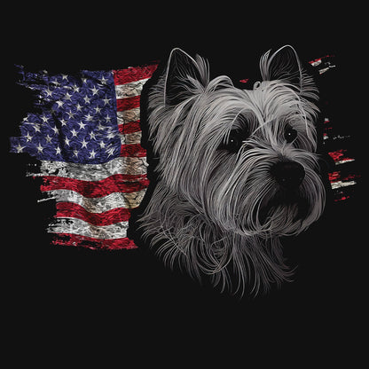 Patriotic Dandie Dinmont Terrier American Flag - Women's V-Neck T-Shirt