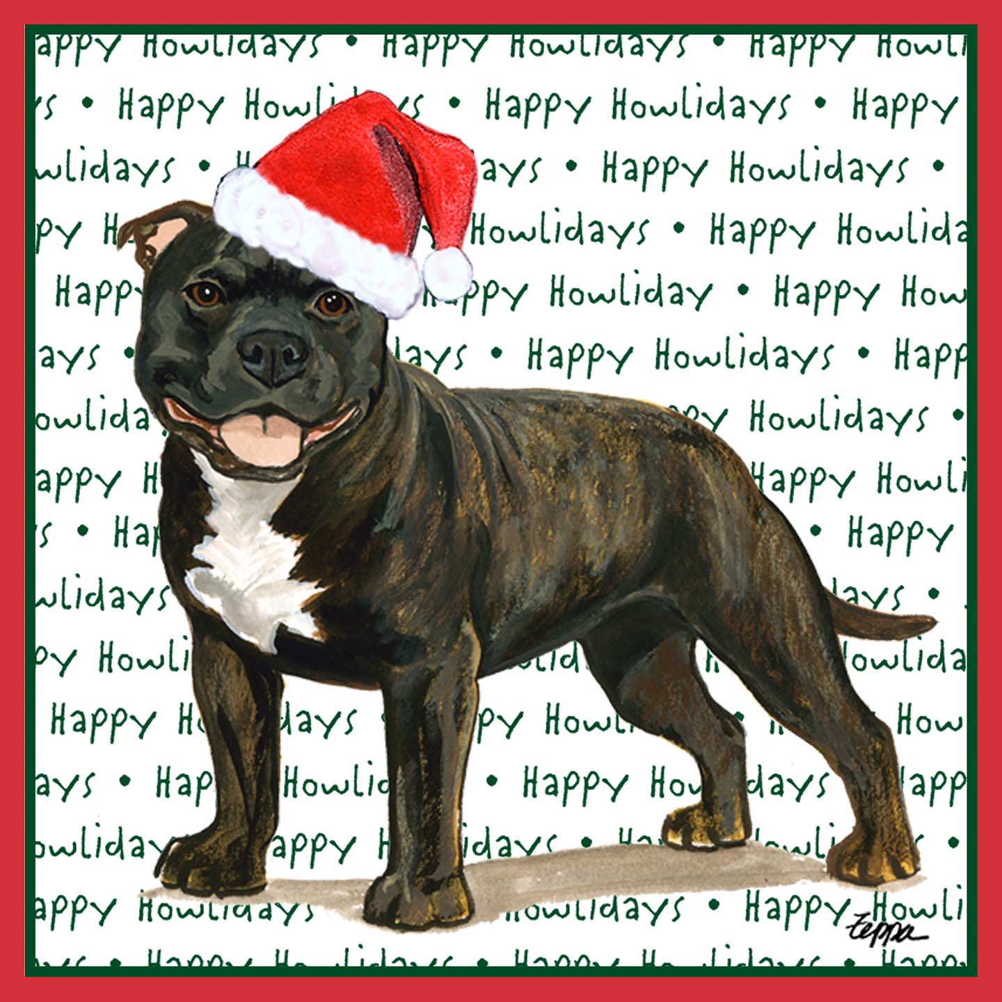 American Staffordshire Terrier (Brindle) Happy Howlidays Text - Kids' Unisex T-Shirt