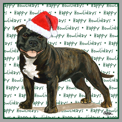 American Staffordshire Terrier (Brindle) Happy Howlidays Text - Kids' Unisex Hoodie Sweatshirt