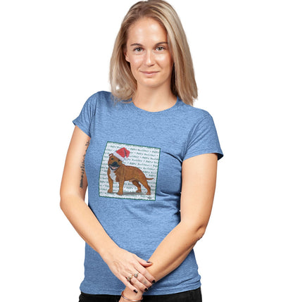 American Staffordshire Terrier (Red) Happy Howlidays Text - Women's Tri-Blend T-Shirt