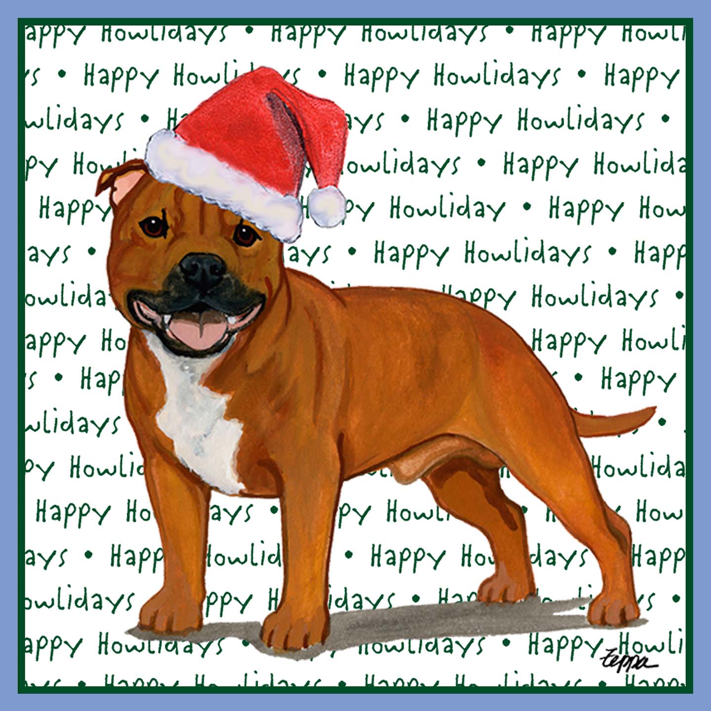 American Staffordshire Terrier (Red) Happy Howlidays Text - Women's Tri-Blend T-Shirt