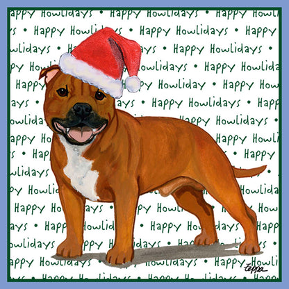 American Staffordshire Terrier (Red) Happy Howlidays Text - Women's Tri-Blend T-Shirt