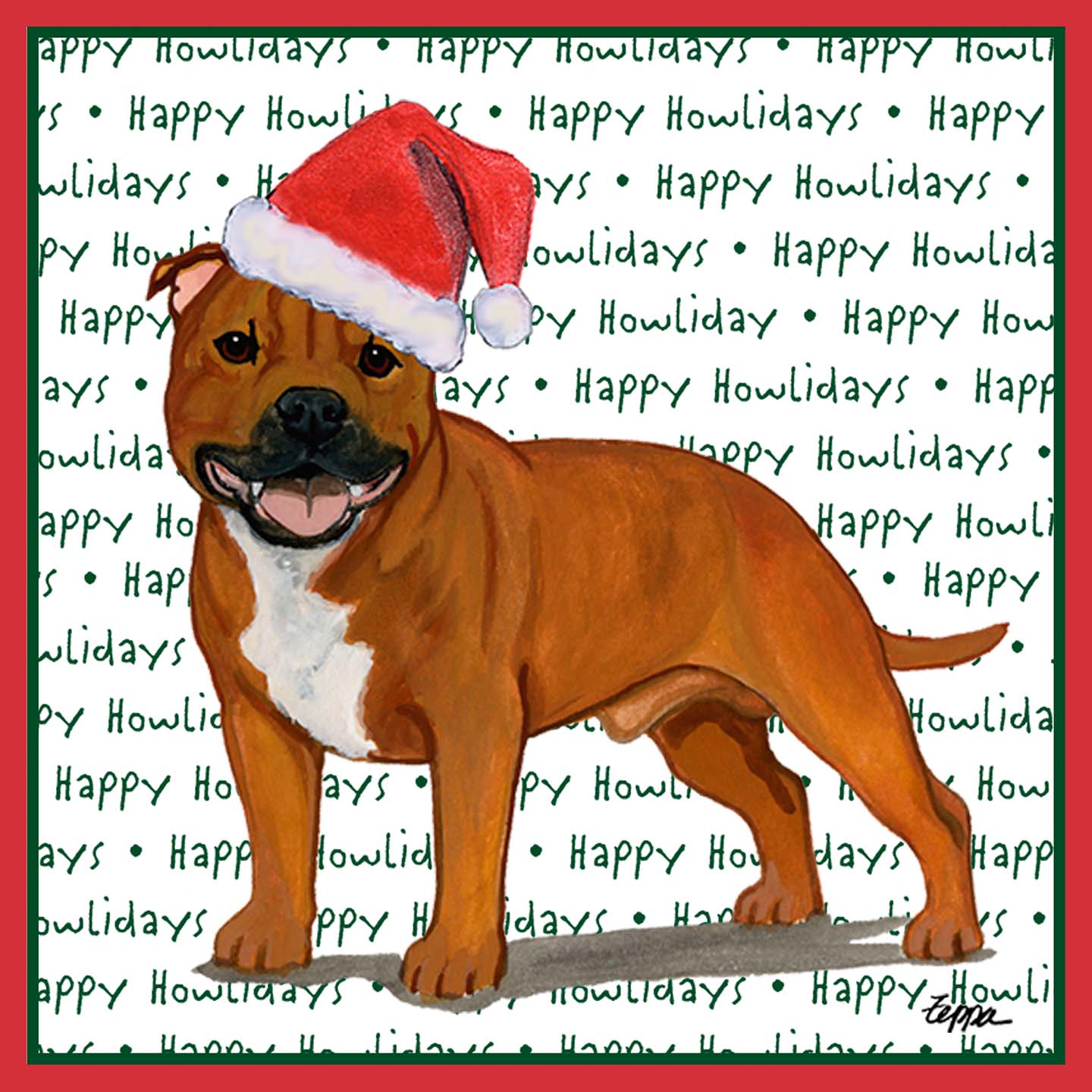 American Staffordshire Terrier (Red) Happy Howlidays Text - Kids' Unisex T-Shirt