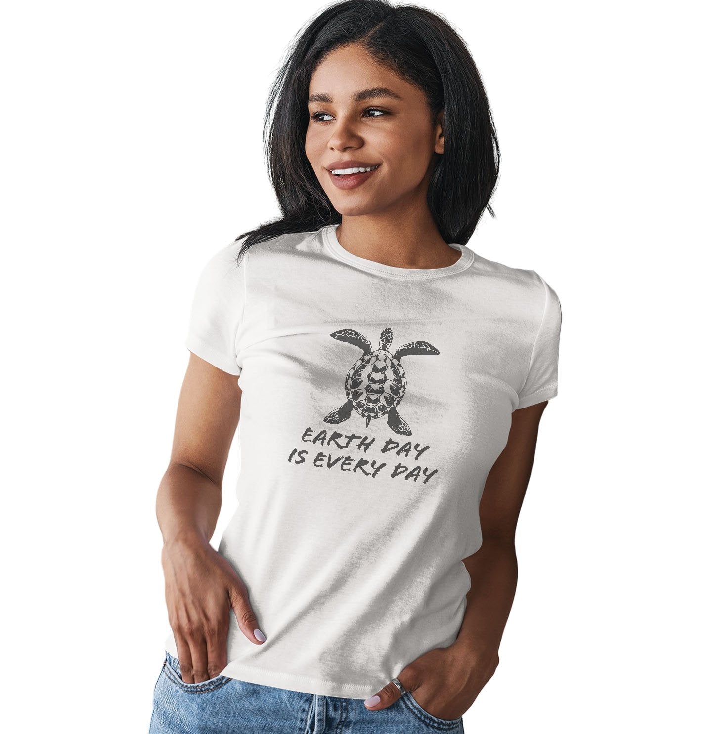 Earth Day is Every Day Sea Turtle - Women's Fitted T-Shirt