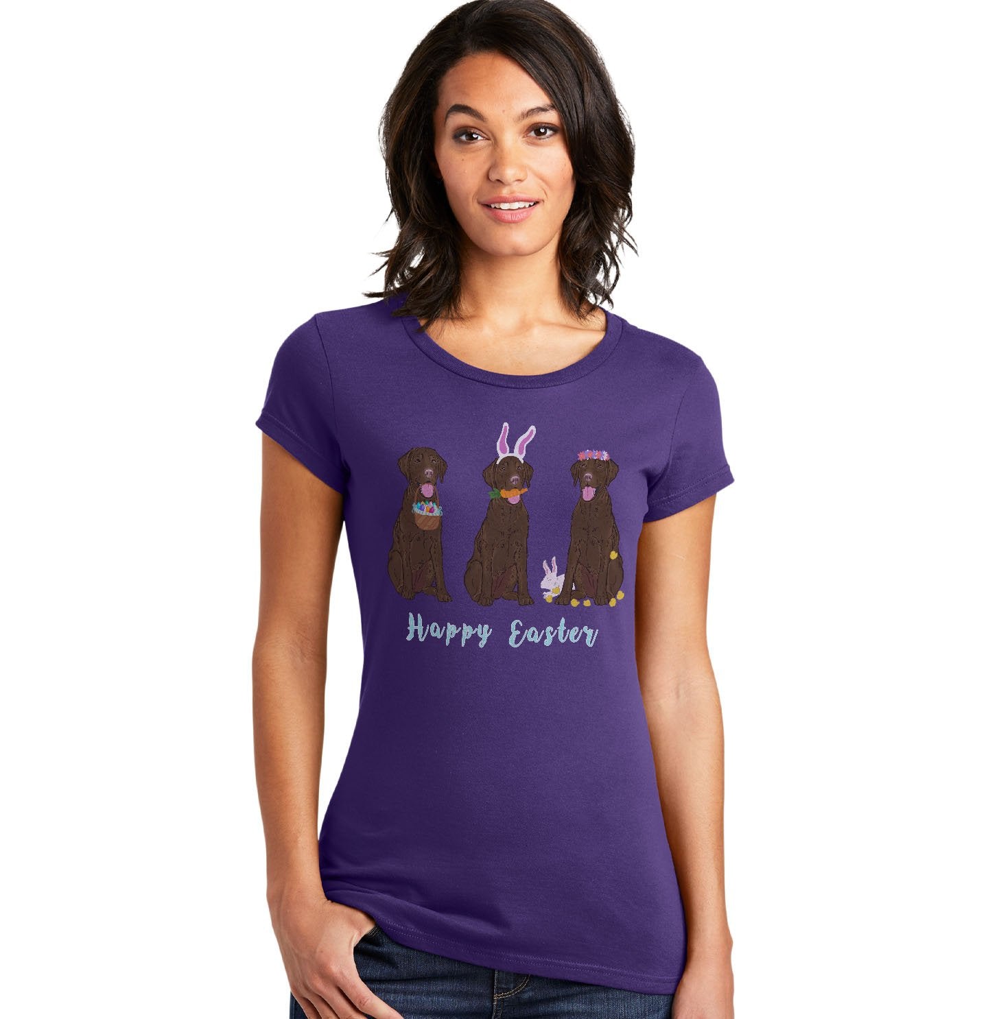 Easter Chocolate Labrador Line Up - Women's Fitted T-Shirt