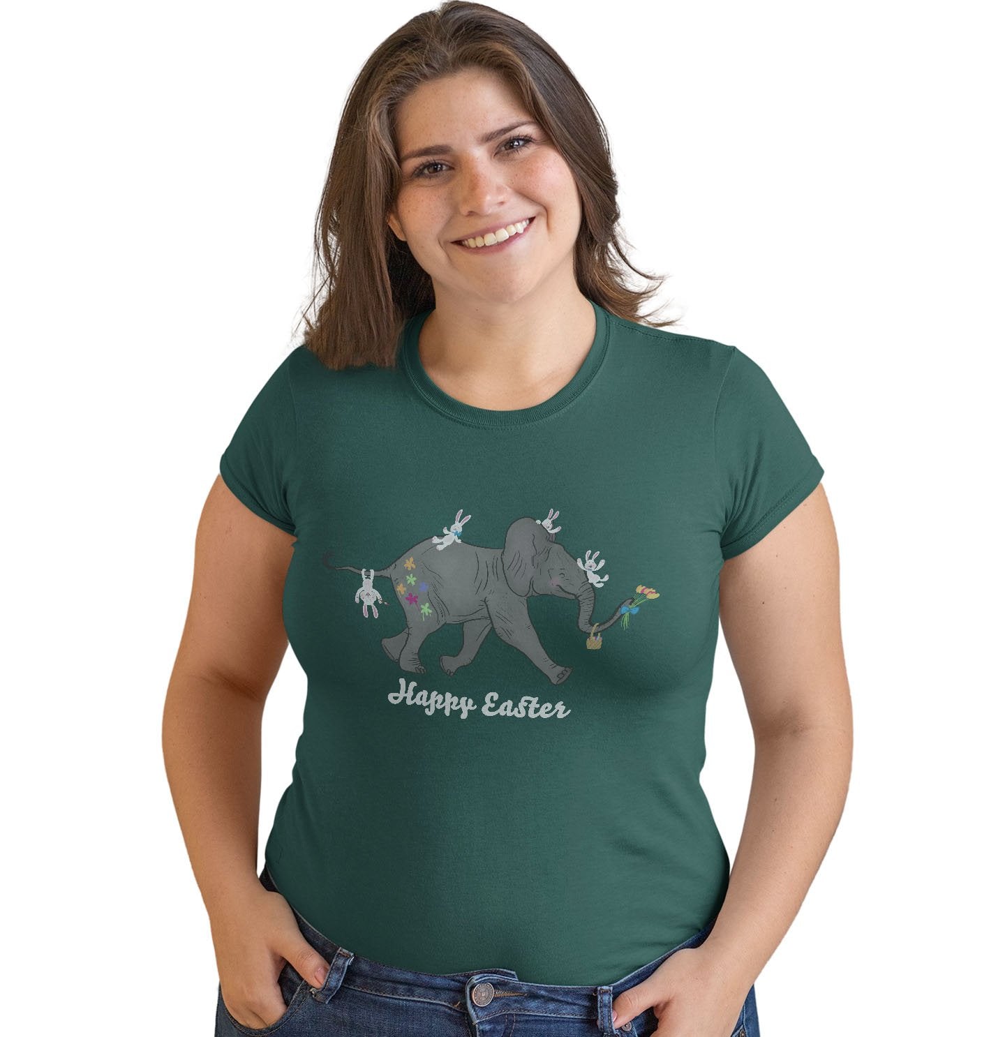 Easter Baby Elephant and Friends - Women's Fitted T-Shirt