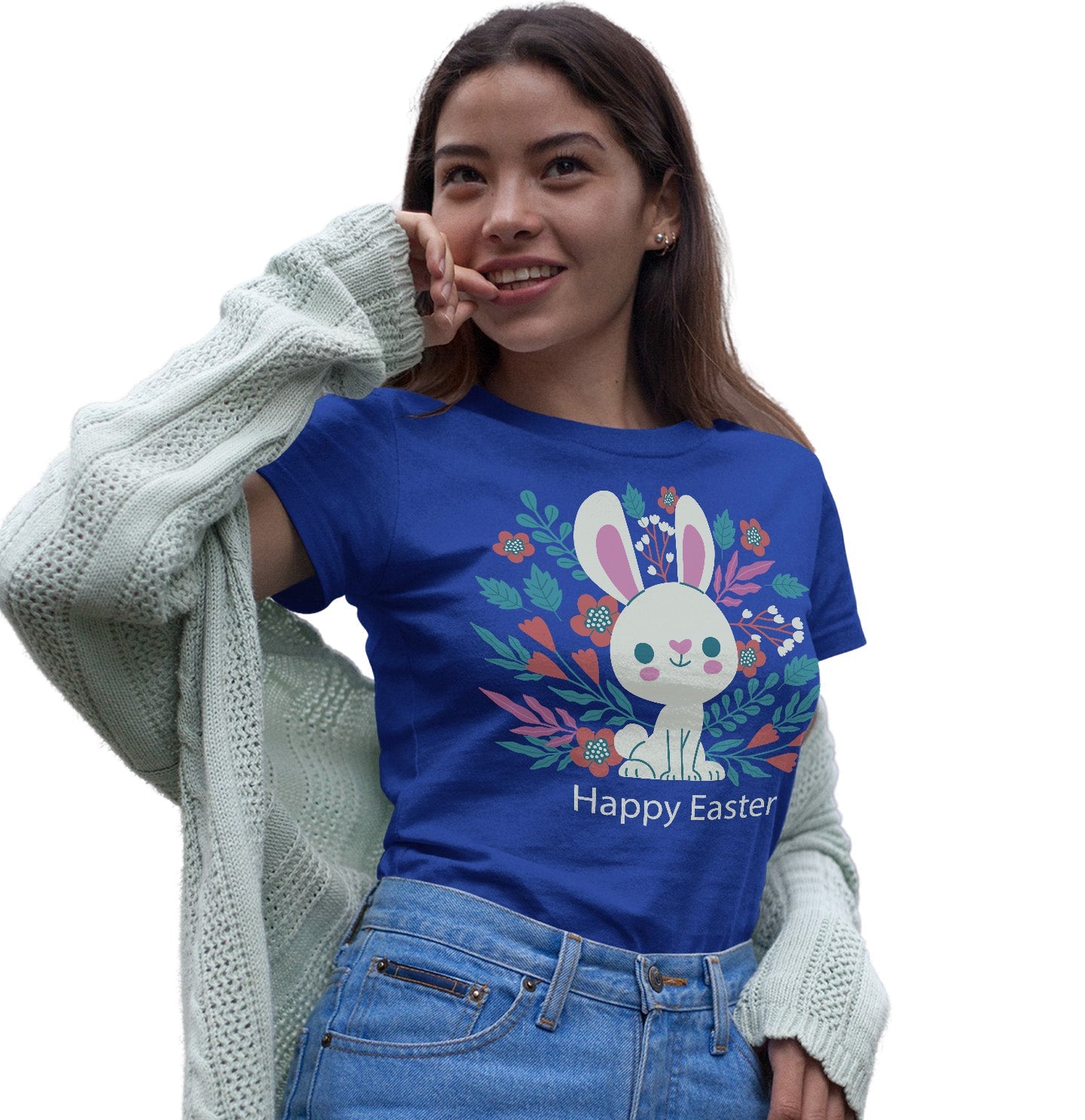 Easter Floral Bunny - Women's Fitted T-Shirt