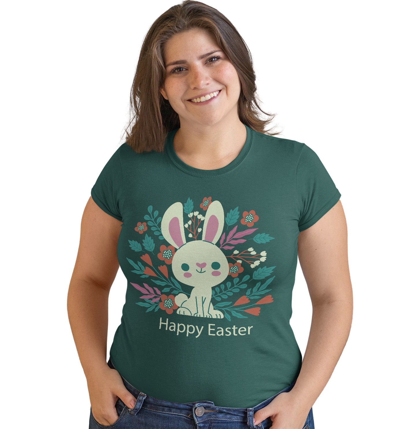 Easter Floral Bunny - Women's Fitted T-Shirt