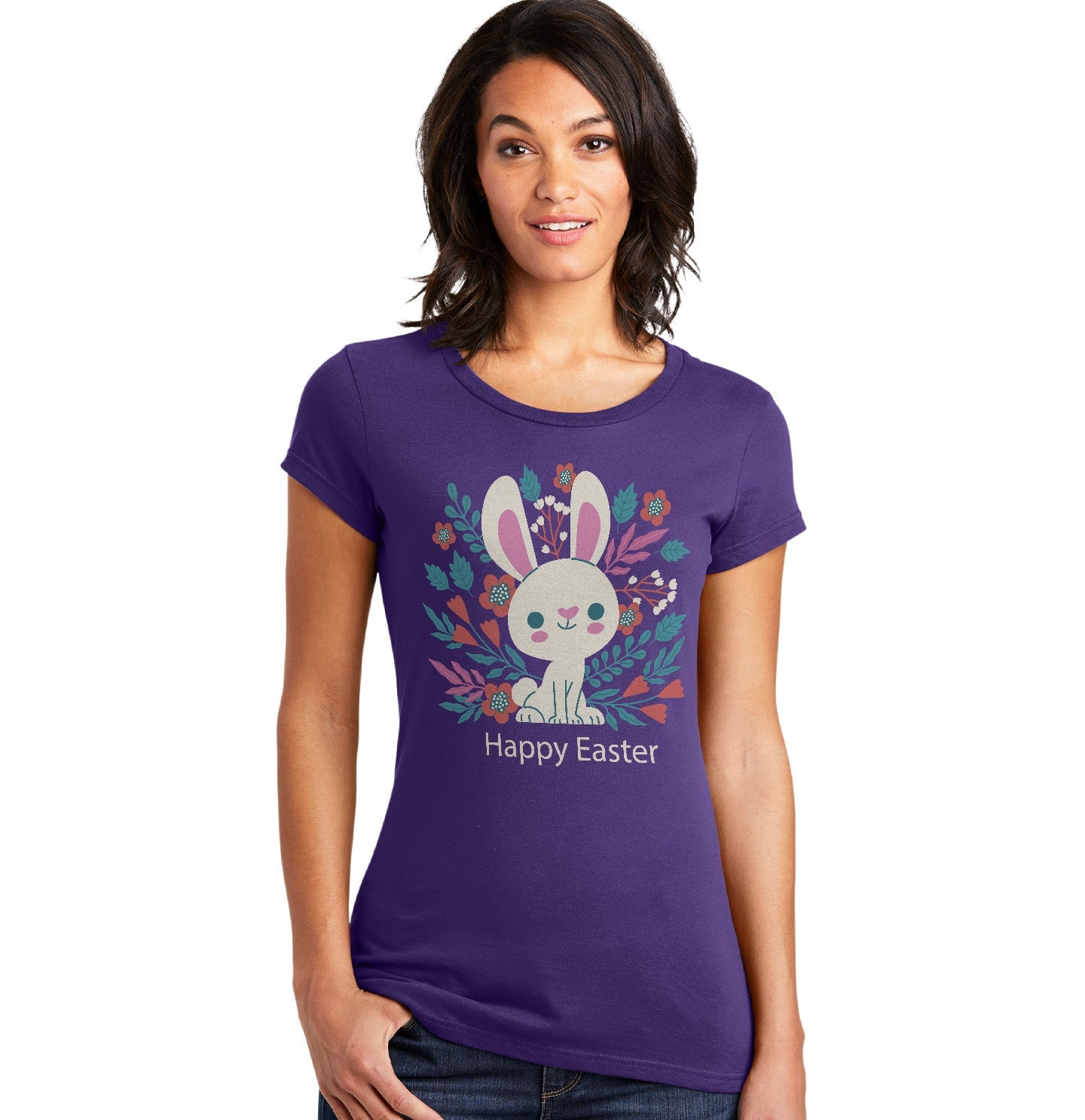 Easter Floral Bunny - Women's Fitted T-Shirt